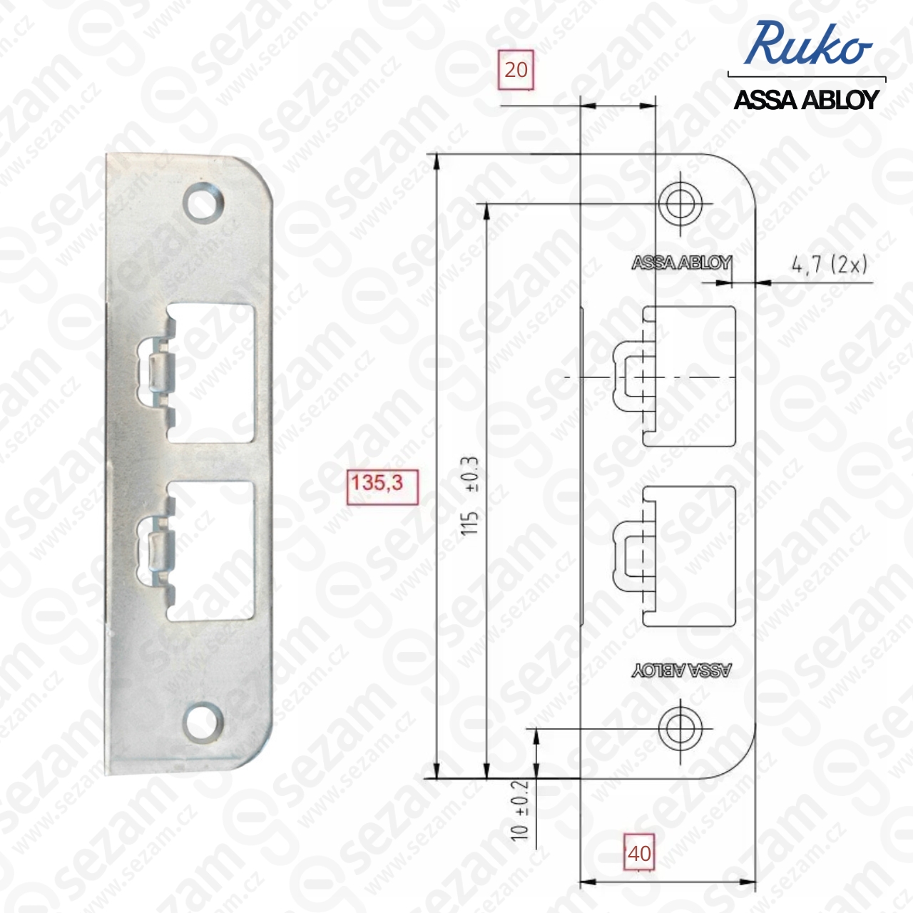 SEZAM.CZ s.r.o. - KOVÁNÍ DVEŘNÍ: ASSA ABLOY RUKO 802320/40mm ...